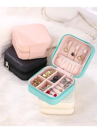 Small Jewelry Box Portable Design Suitable for Traveling to Organize Jewelry and Precious Accessories (Multi Color) 