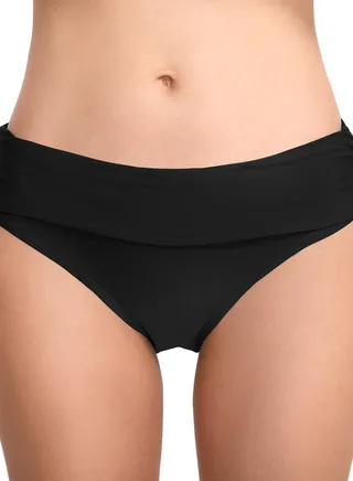 Stretch Hip Lift Pleated Swimming Trunks Solid Color Women's Swimming Briefs Beach Swimming Trunks 