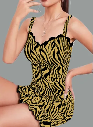ZEBRA STRIPED NIGHT DRESS 