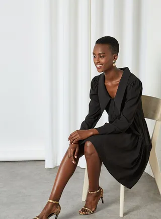 Collared Tier Dress Black 