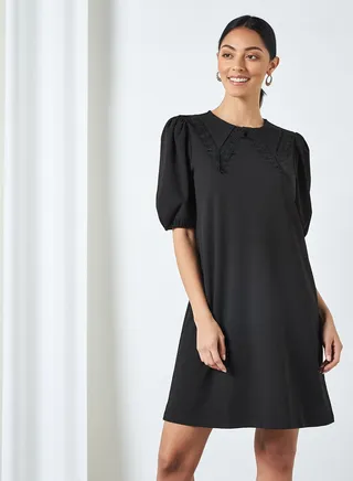 Collared Mini Dress Black 