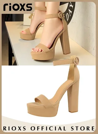 Women's 5.5 inch Hi-Lo High Heel Platform Pump Sandals Elegant Chunky heels Sandals for Women Comfy Open Toe Block for Women Summer Dress Shoes 