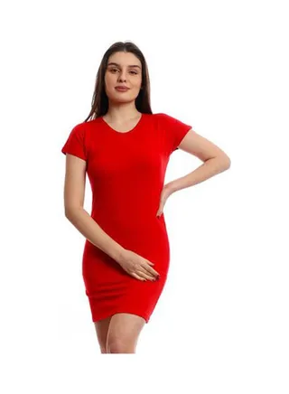 Dress Cotton Short Sleves Red 