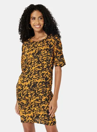 Printed T-Shirt Dress Yellow 