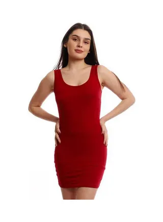 Bretelle Short Dress Cotton TankTop Red 