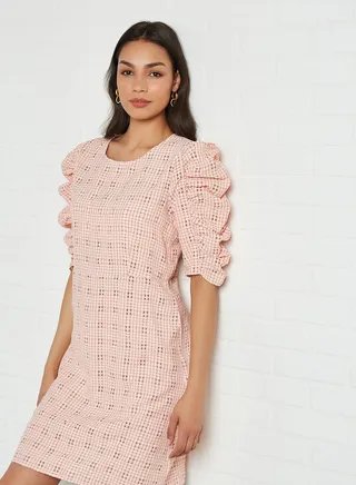 Checked Dress Dusty Rose 