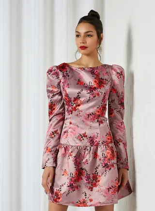 Ana Puff Sleeve Dress Pink 