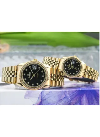 Sveston Couple Quartz Set Watch 40mm & 28mm Black Dial – SV10030 