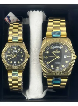 Sveston Couple Set Gold Stainless Steel Band Quartz Watch SV 10057 
