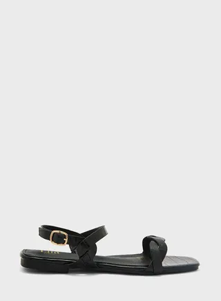 Braided Ankle Strap Flat Sandals