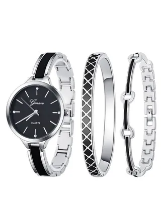 Women's 3-Piece Stainless Steel Watch And Bracelet Set 8280 