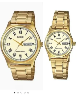 Casio Stailess Steel Analog Gold Colour Couple Watch Set MTP/LTP-V006G-9B 