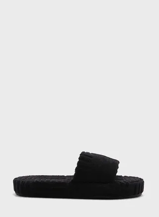 Printed Flannel Flat Sandal