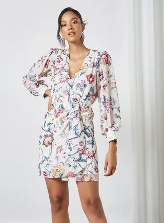 Floral Print Wrap Dress Multicolour 