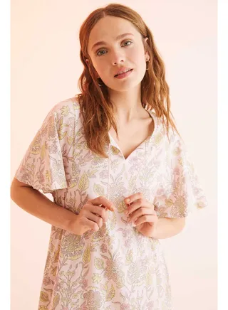 Midi nightgown with flower print 