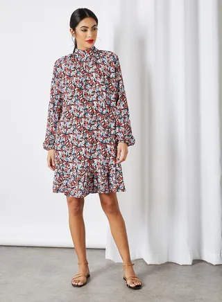 Carlton Mini Dress Black Flower Aop 