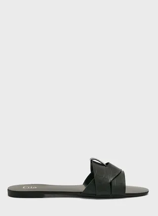 Croc Effect Woven Design Flat Sandal