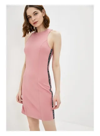 Side Striped Bodycon Mini Dress Pink/Black/White 