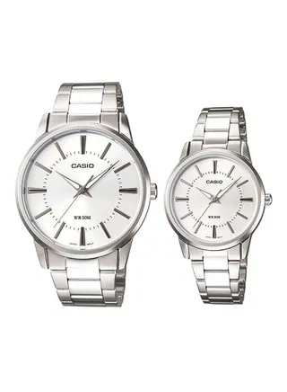 2-Piece Stainless Steel Analog Watch Set MTP/LTP-1303D-7AV 
