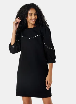 Studded Mini Dress Black 