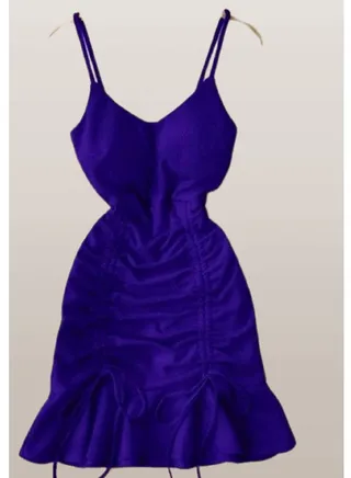 Women's summer dress, soft and elegant, with ruffles on the sides and ties, without sleeves 
