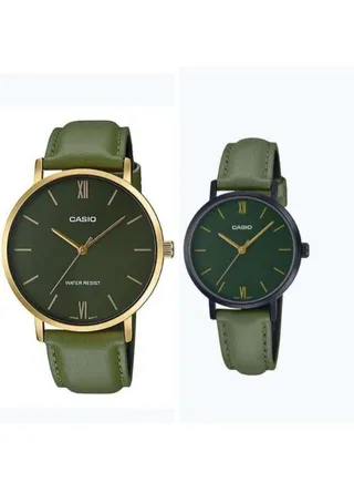 Casio Standard Analog Leather Band Couple Watch Set MTP-VT01GL-3B/LTP-VT02BL-3A 