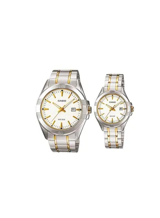 Casio His & Her Stainless Steel Two Tone Band Couple Watch MTP/LTP-1308SG-7AVDF 