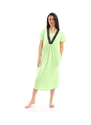 Lace Lined V Neck Nightgown Green 