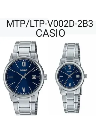Casio Analog Blue Dial Stainless Steel Band Couple Watch MTP/LTP-V002D-2B3 