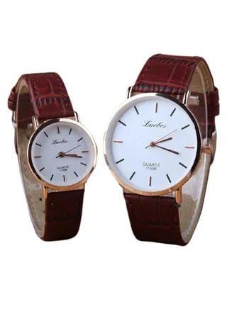 Women's 2-Piece Classic Round Dial Analog Watch Set For Couple 2373 