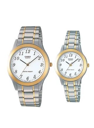 CASIO TW0 TONE COUPLE STAINLESS STEEL BAND WATCH MTP-1128G-7B LTP-1128G-7B 