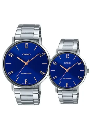 Casio Stainless Steel Blue Dial Pair Watch MTP/LTP-VT01D-2B2 