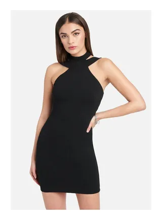 Bodycon Halter Dress Black 