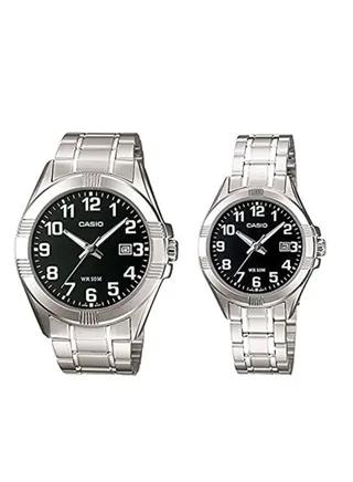 Casio His & Her Black Dial Stainless Steel Band Couple Watch MTP/LTP-1308D-1BVDF 