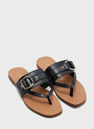 Frinton Lea Buckle Detail Flat Sandals 