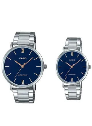 Casio Stainless Steel Analog Blue Dial Set Watch MTP/LTP-VT01D-2B 