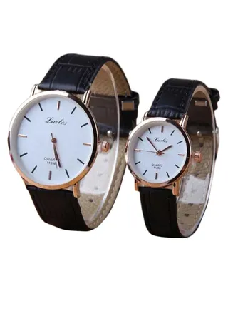 Women's 2-Piece Classic Round Dial Analog Watch Set For Couple 2372 
