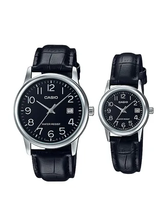 Black leather Band Couple Watch MTP/LTP-V002L-1BUDF 