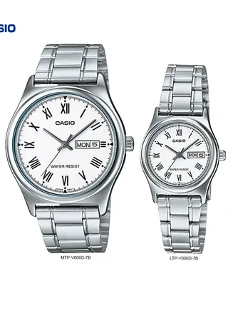 Casio Stainless Steel Day And Date Display Analog Couple Watch MTP/LTP-V006D-7BUDF 