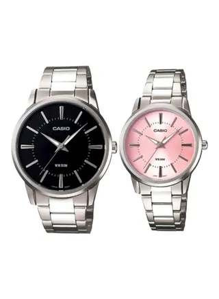 2-Piece Water Resistant Stainless Steel Analog Wrist Watch Set MTP-1303D-1A/LTP-1303D-1A 