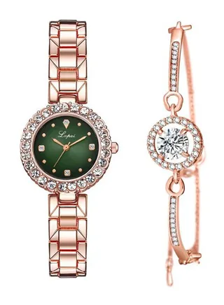 Women's 2-Piece Stainless Steel Analog Watch And Bracelet Set 8260 