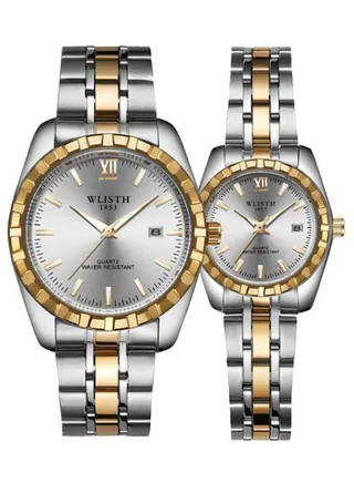 unisex 2-Piece Stainless Steel Analog Watch Set 8418 