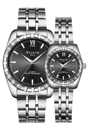 unisex 2-Piece Stainless Steel Analog Watch Set 8420 