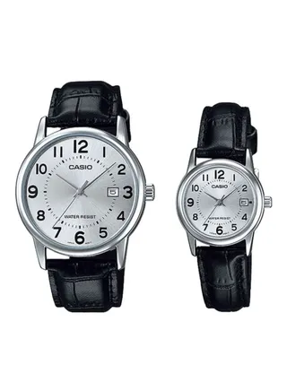 Leather Analog Quartz Watch Set MTP/LTP-V002L-7BUDF 
