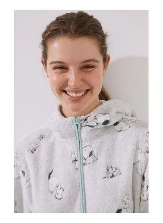 Snoopy hooded midi dressing gown 