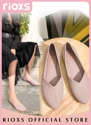 Women's Pointed Toe Flat Sandals Wrinkle Surface Dress Shoes Fashion Comfort Elegant Flats Lightweight Low Wedge Shoes 