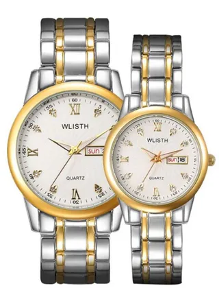 unisex 2-Piece Stainless Steel Analog Watch Set 8433 