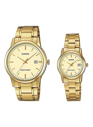 Water Resistant Analog Watch Set MTP/LTP-V002G-9AUVDF 