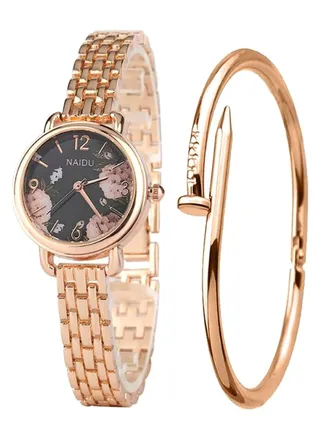 women 2-Piece Stainless Steel Analog Watch And Bangle Set 8232 