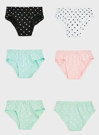 Pack Of 5 Printed Girls Hipster